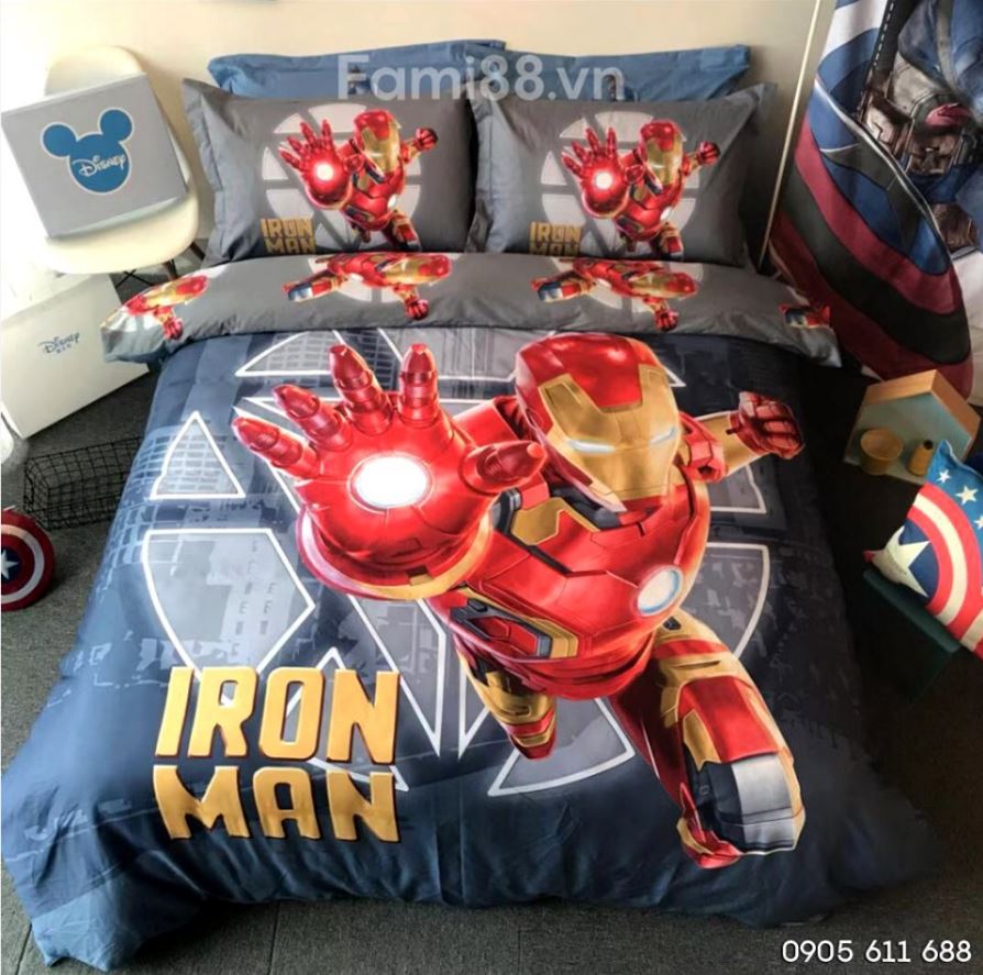Bộ drap-ga giường siêu nhân Iron Man